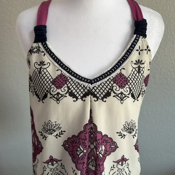 Rewind Cream and Pink Relaxed Graphic Tank Top size large - Picture 3 of 4